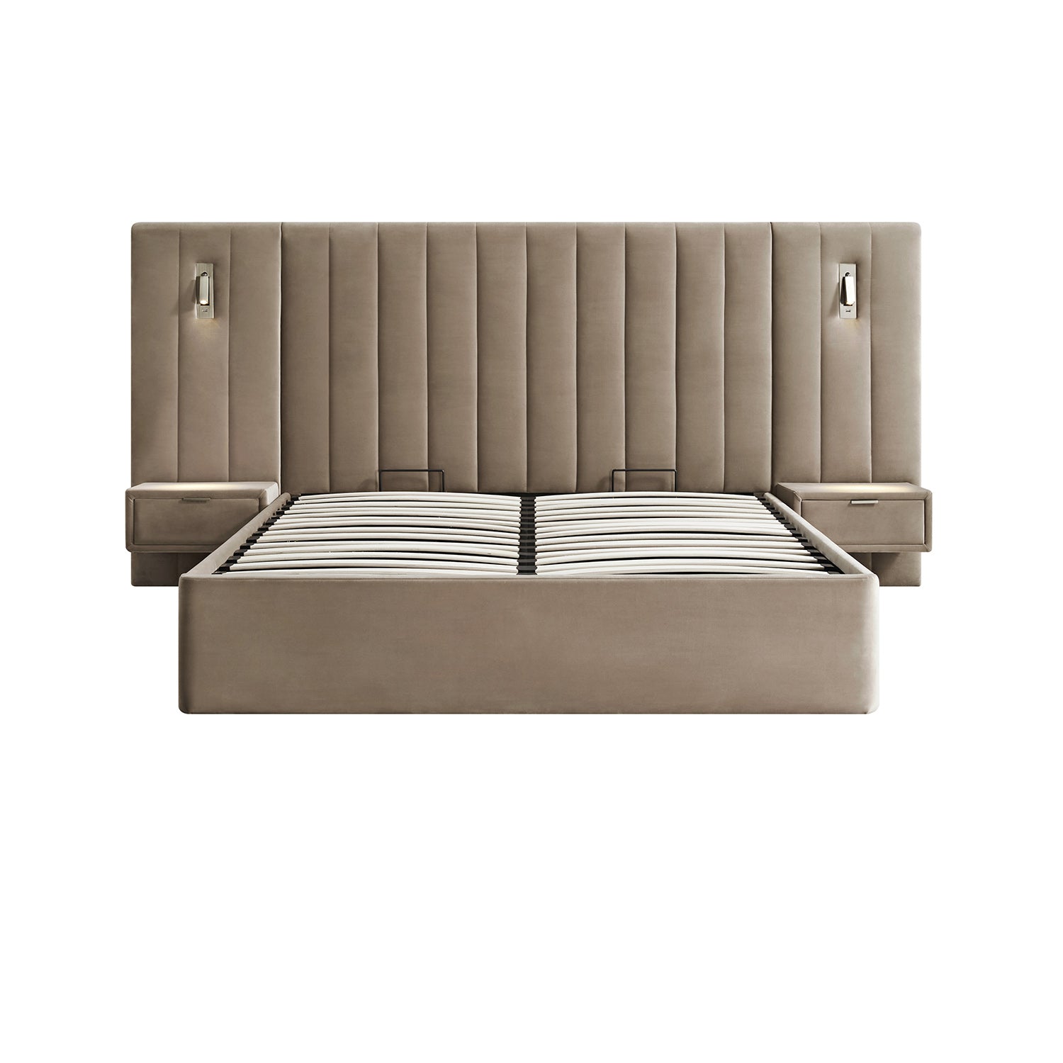 Tremezzo Oversized Ottoman Storage Bed, Taupe Velvet