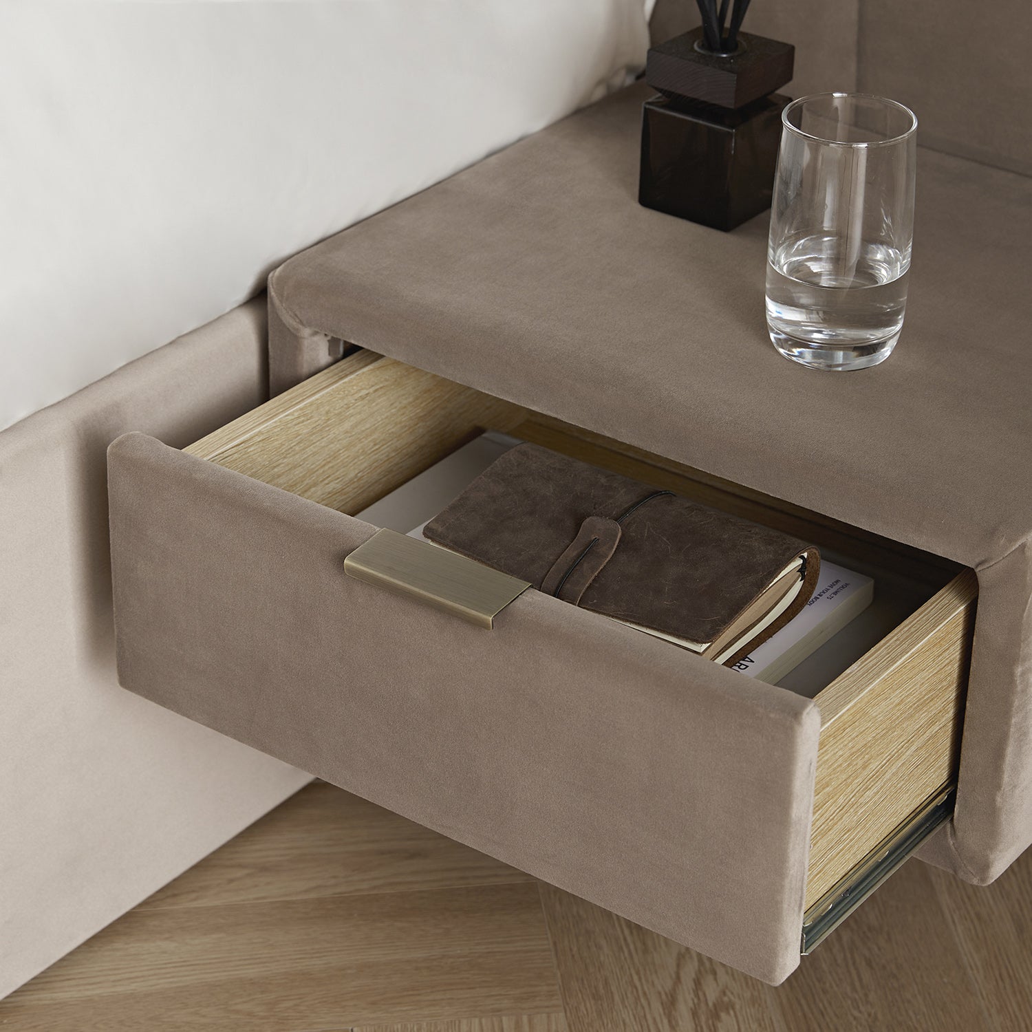 Tremezzo Oversized Ottoman Storage Bed, Taupe Velvet