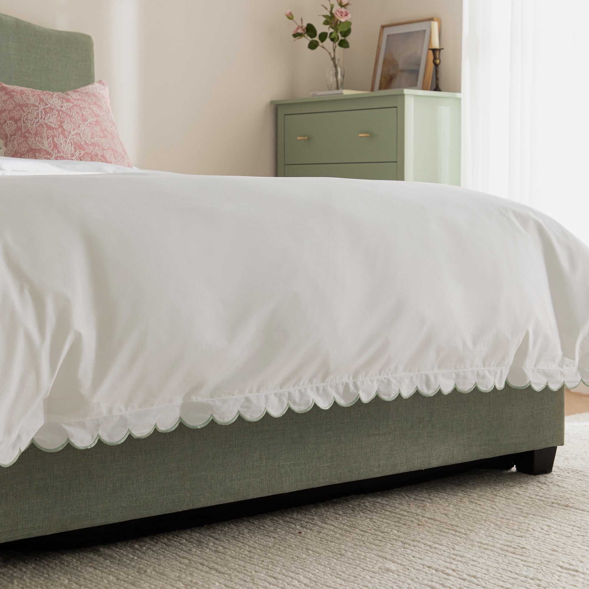 Chilworth Upholstered Ottoman Storage Bed, Water Green Chenille
