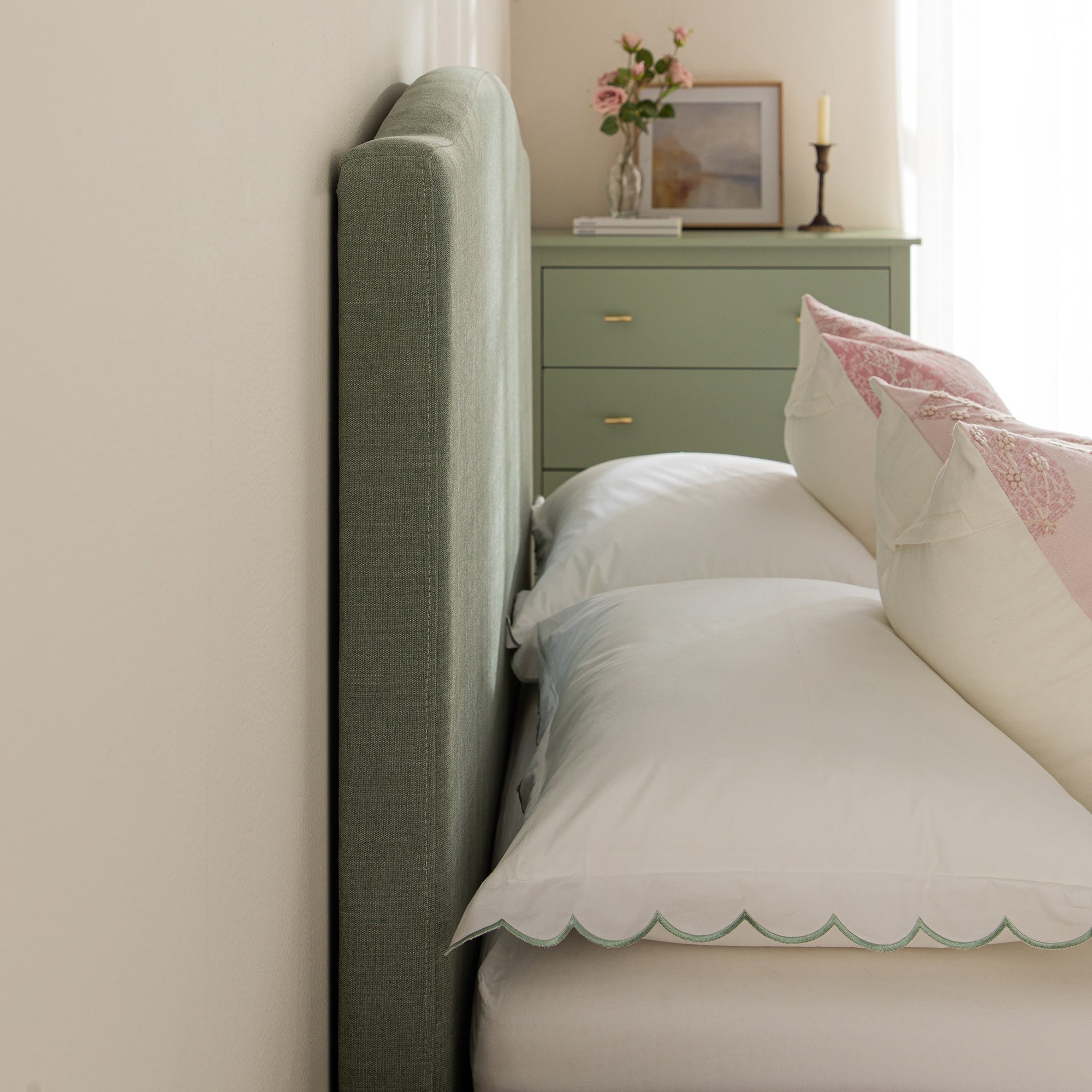 Chilworth Upholstered Ottoman Storage Bed, Water Green Chenille