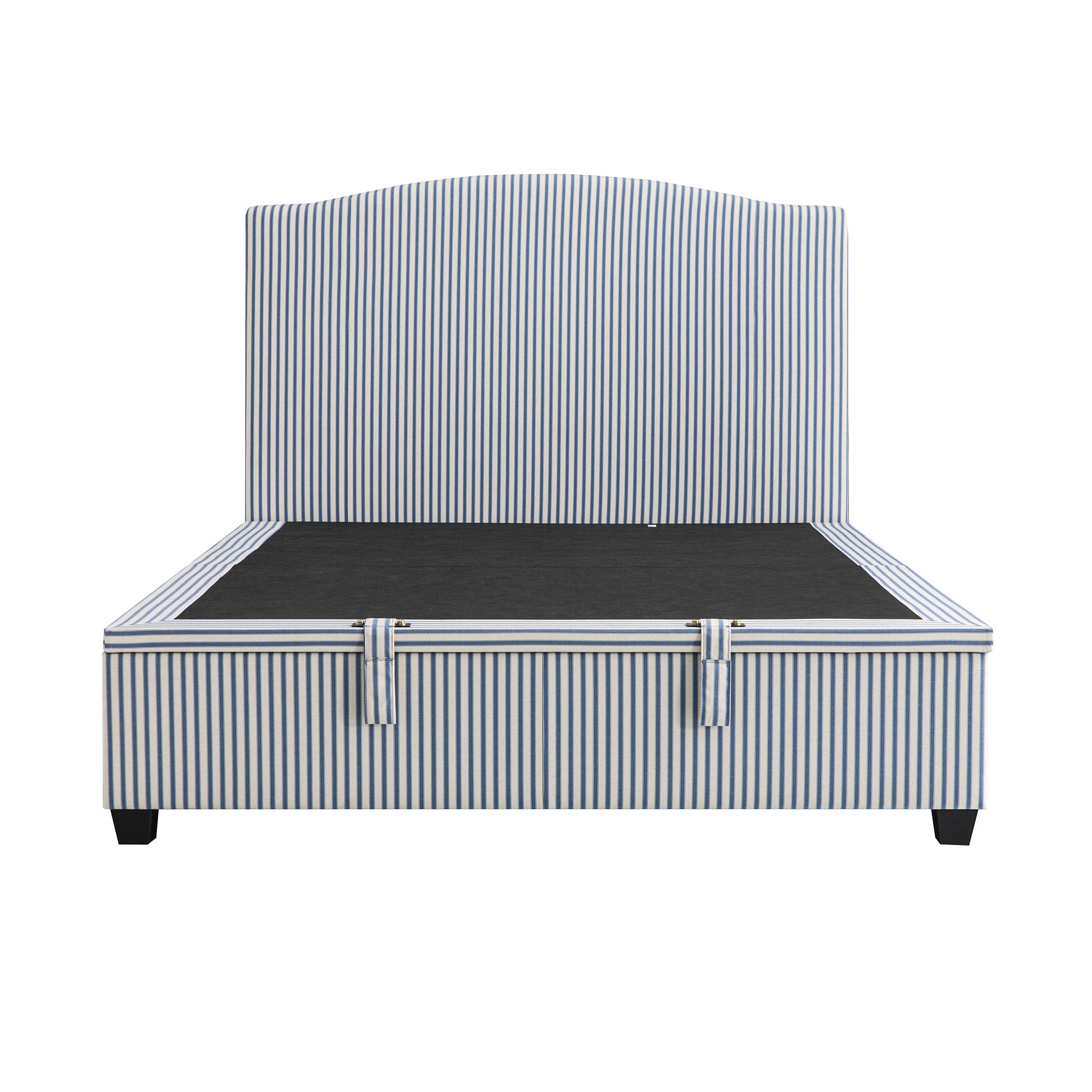 Chilworth Upholstered Ottoman Storage Bed, Blue Stripe Linen Blend