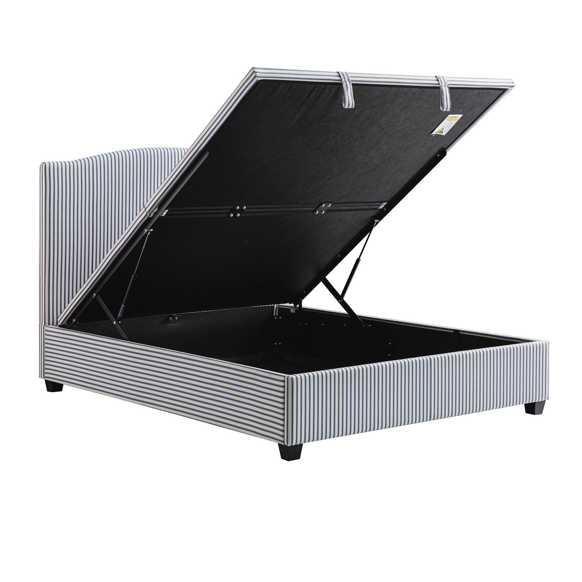 Chilworth Upholstered Ottoman Storage Bed, Blue Stripe Linen Blend