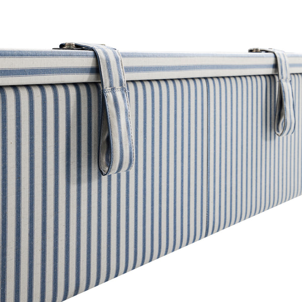 Chilworth Upholstered Ottoman Storage Bed, Blue Stripe Linen Blend