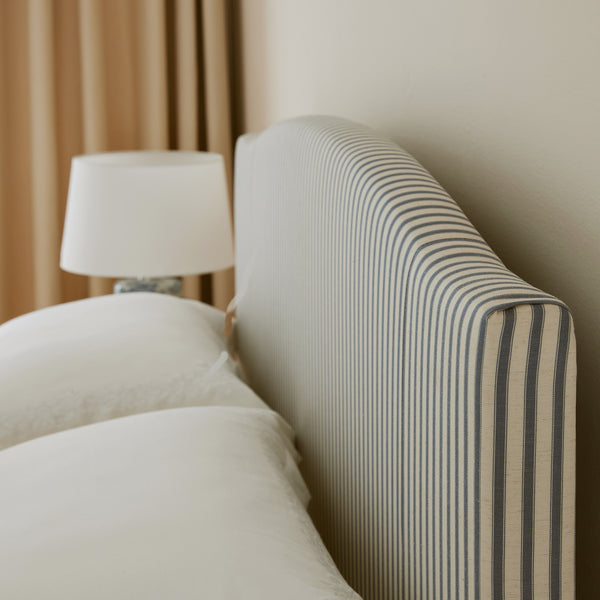 Chilworth Upholstered Ottoman Storage Bed, Blue Stripe Linen Blend