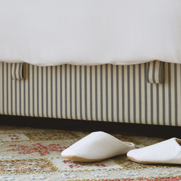 Chilworth Upholstered Ottoman Storage Bed, Blue Stripe Linen Blend