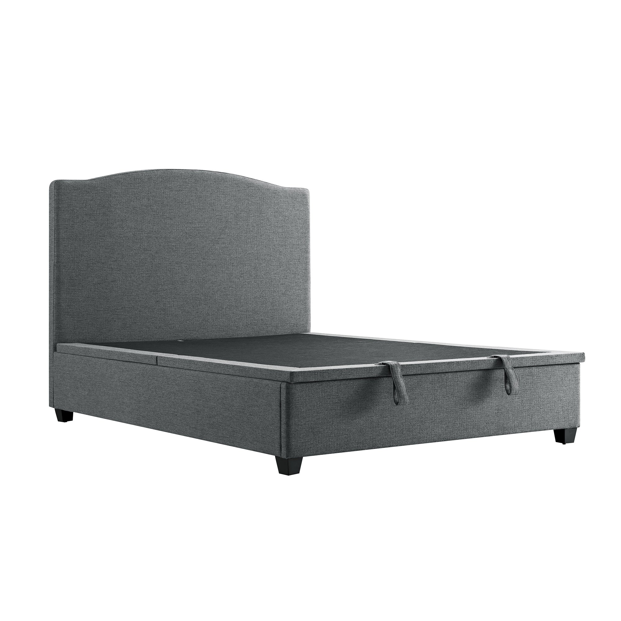 Chilworth Upholstered Ottoman Storage Bed, Dark Gray Weave Fabric