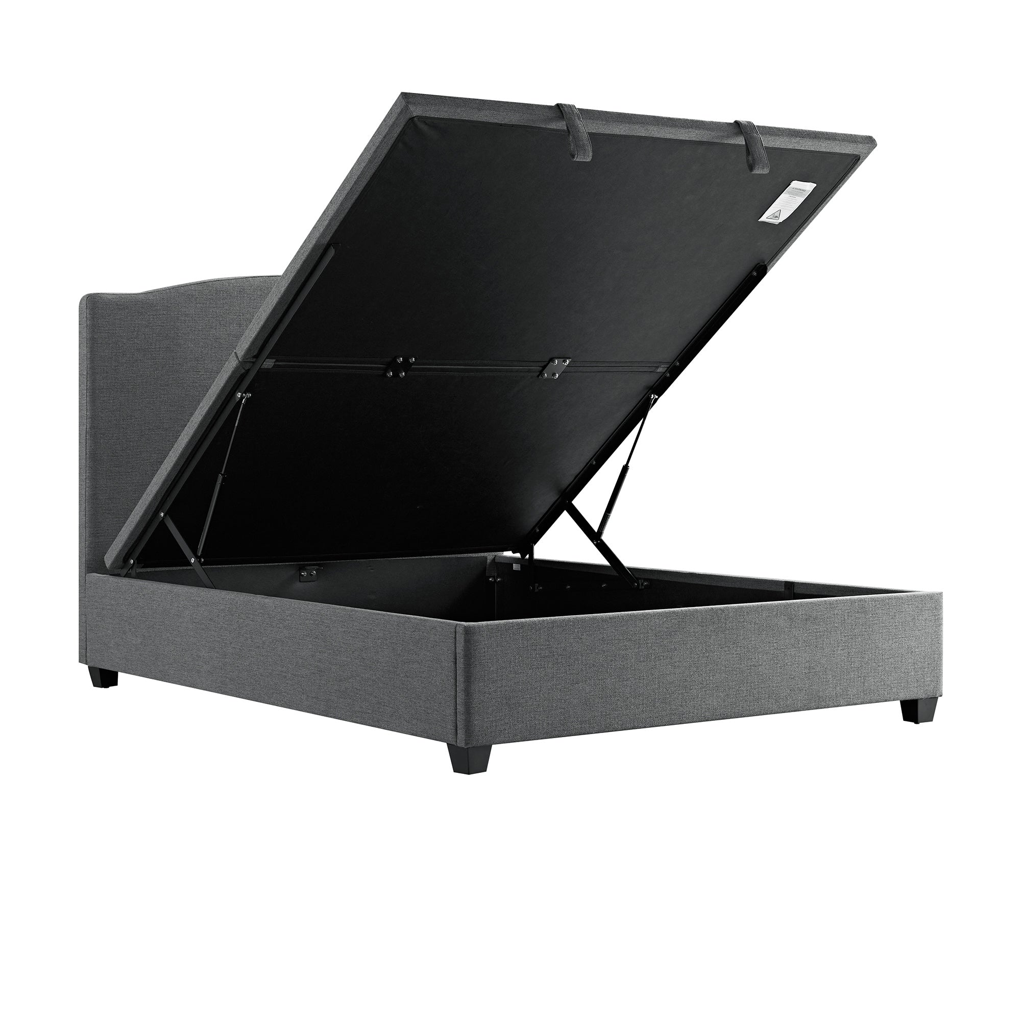 Chilworth Upholstered Ottoman Storage Bed, Dark Gray Weave Fabric