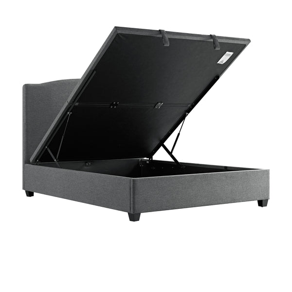 Chilworth Upholstered Ottoman Storage Bed, Dark Gray Weave Fabric