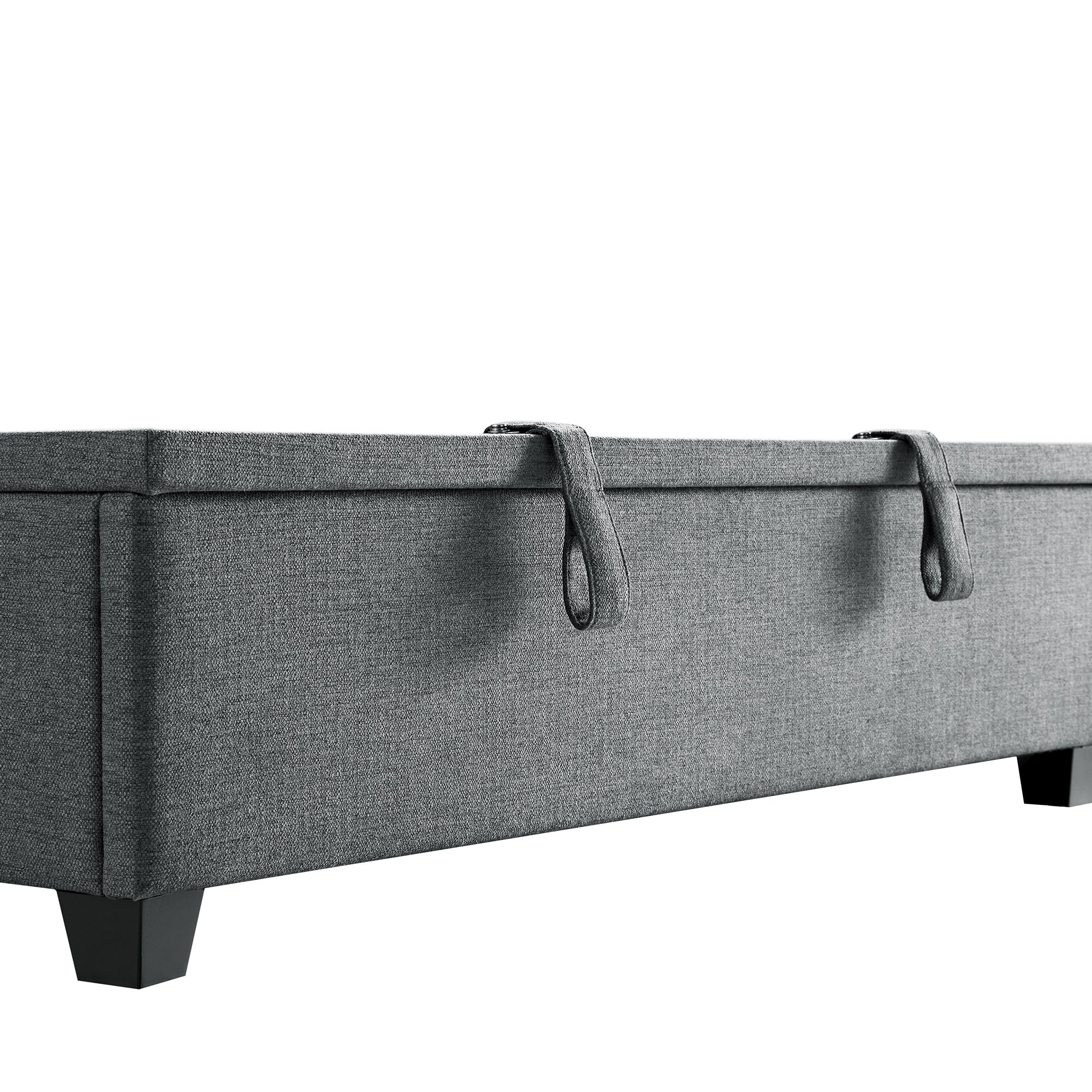 Chilworth Upholstered Ottoman Storage Bed, Dark Gray Weave Fabric
