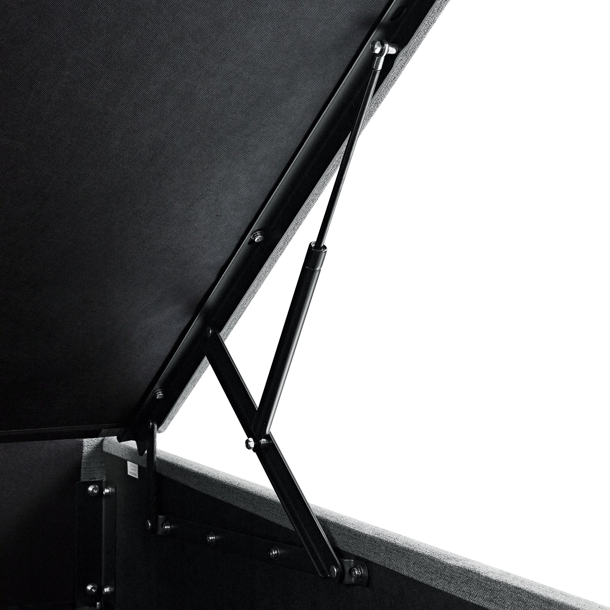 Chilworth Upholstered Ottoman Storage Bed, Dark Gray Weave Fabric