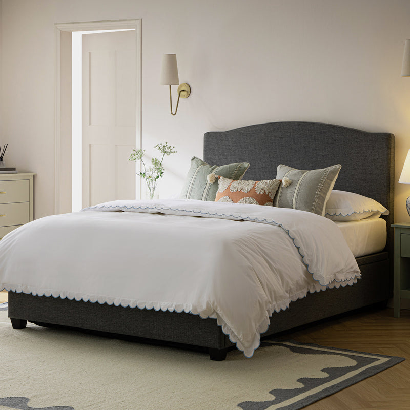 Chilworth Upholstered Ottoman Storage Bed, Dark Gray Weave Fabric