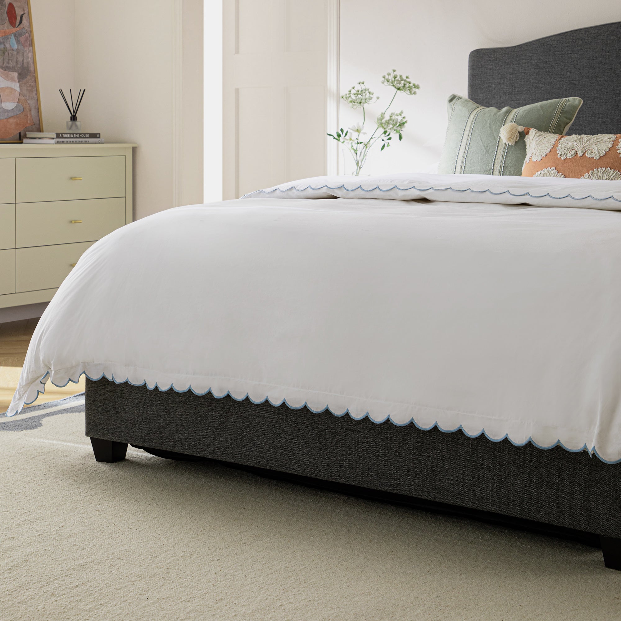 Chilworth Upholstered Ottoman Storage Bed, Dark Gray Weave Fabric