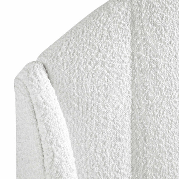 Eleanor White Boucle Upholstered Bed Frame with Domed Headboard