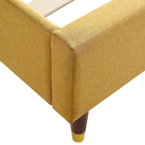 Eleanor Sunflower Yellow Fabric Upholstered Bed Frame with Domed Headboard