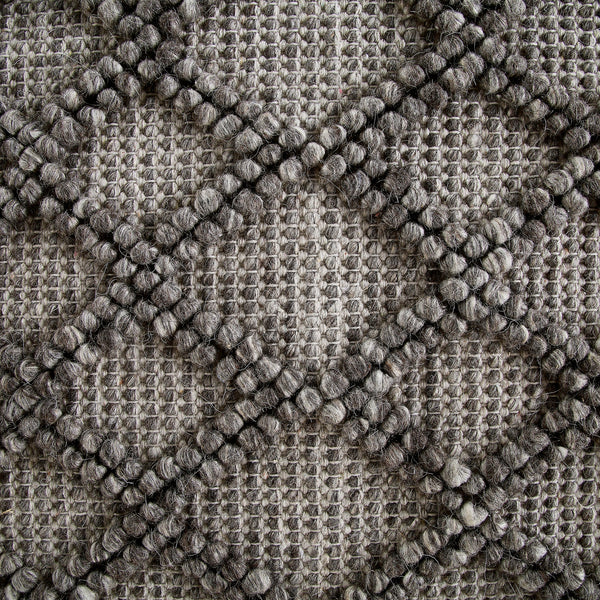 Avanti Handwoven Warm Gray Diamond Bobble Wool Rug