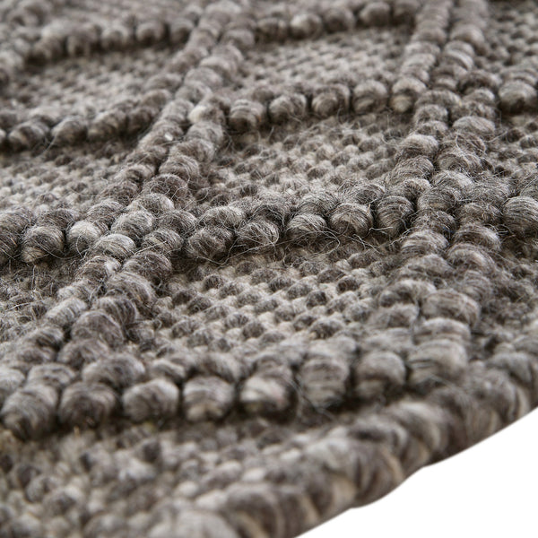 Avanti Handwoven Warm Gray Diamond Bobble Wool Rug