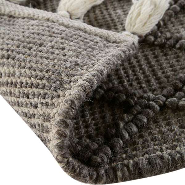 Avanti Handwoven Warm Gray Diamond Bobble Wool Rug