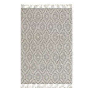 Avanti Handwoven Light Gray and Cream Diamond Bobble Wool Rug