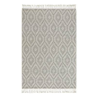 Avanti Handwoven Light Gray and Cream Diamond Bobble Wool Rug