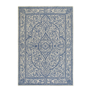 Eden Blue Leaf Traditional Hand Tufted Wool Rug