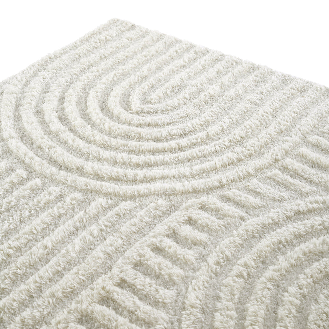 Geo Curve Cream Hand Tufted New Zealand Wool Rectangular Rug | daals.com