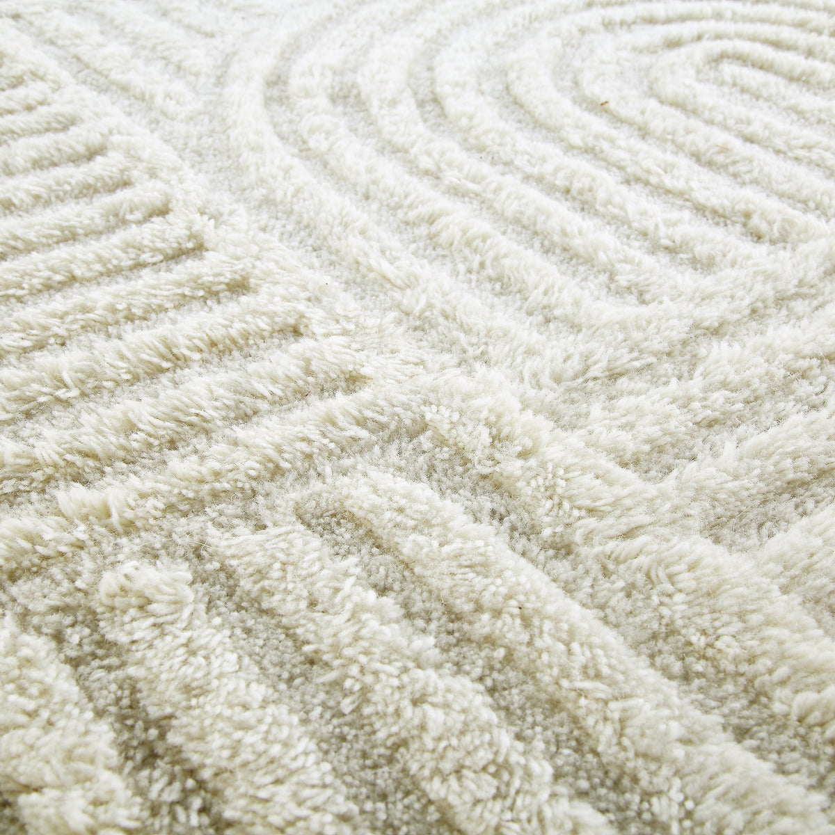 Round Rug Nz Geo Curve Cream Hand Tufted New Zealand Wool Round Rug | daals.com