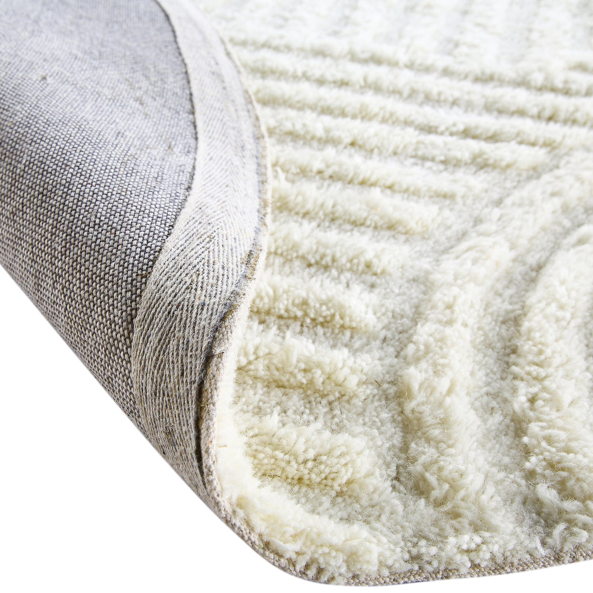 Round Rug Nz Geo Curve Cream Hand Tufted New Zealand Wool Round Rug | daals.com