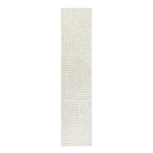 Geo Curve Cream Hand Tufted New Zealand Wool Runner