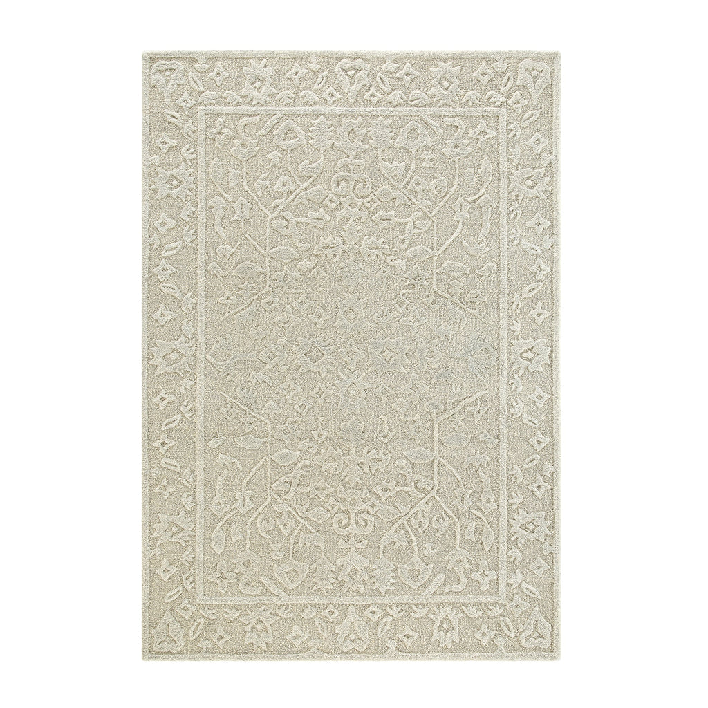 Lourdes Hand Tufted and Textured Cream Wool Rug | daals.com