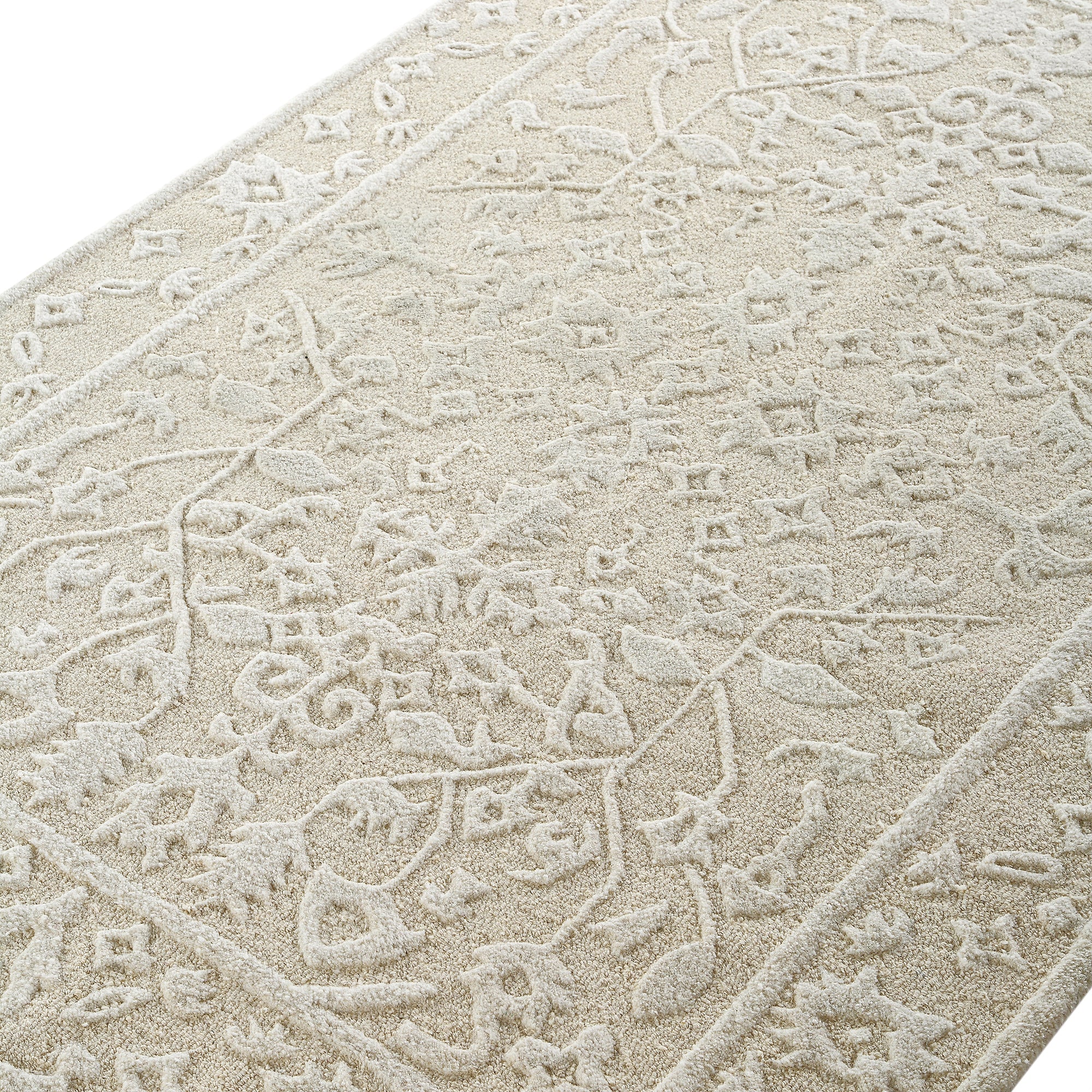 Liter Cream Rug Lourdes Hand Tufted and Textured Cream Wool Rug | daals.com