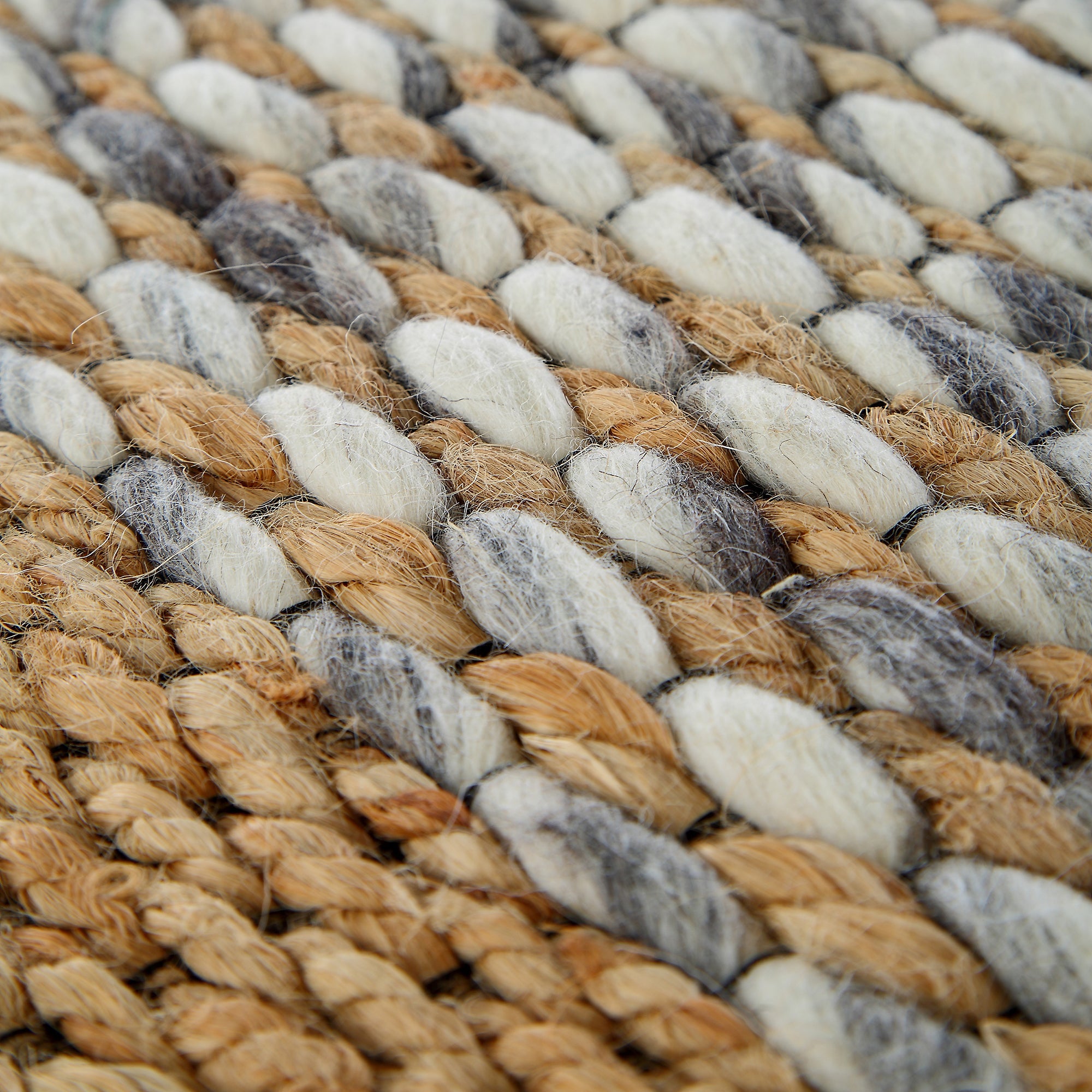 Kerala Variegated Wool and Jute Hand Braided Rug | daals.com