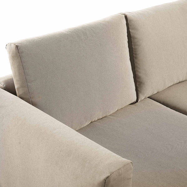 Calabasas Large Outdoor Fabric and Aluminum Corner Casual Dining Set with Rising Table, Taupe