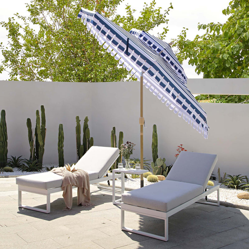 Fabienne Blue and White Striped 3M Double Top Crank and Tilt Parasol