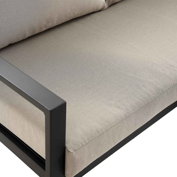 Albany Aluminum Corner Sofa Set with Reclining Back and Coffee Table, Taupe