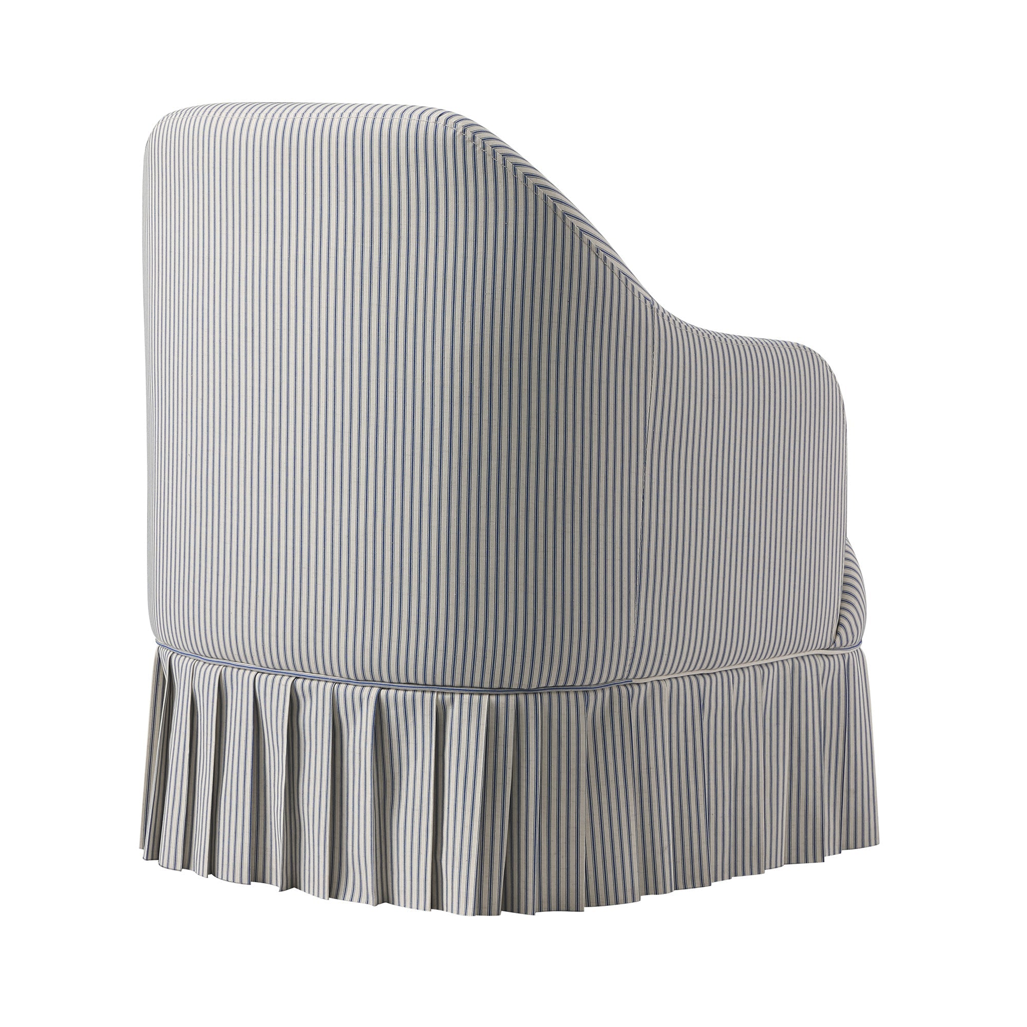 Calliope Skirted Armchair, Blue Striped