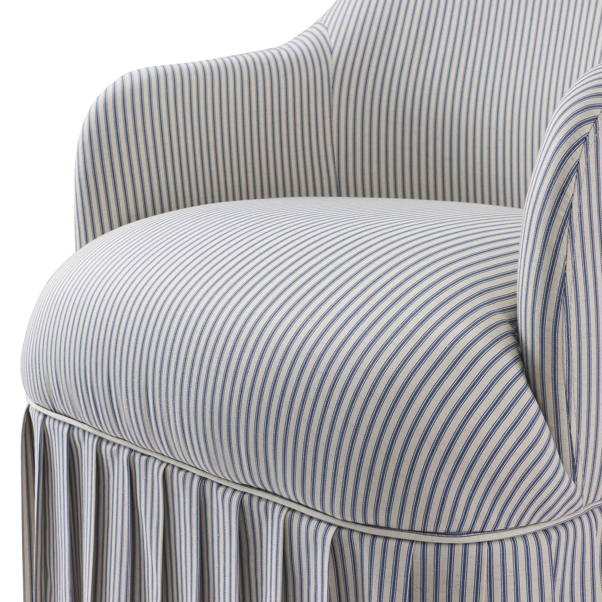 Calliope Skirted Armchair, Blue Striped