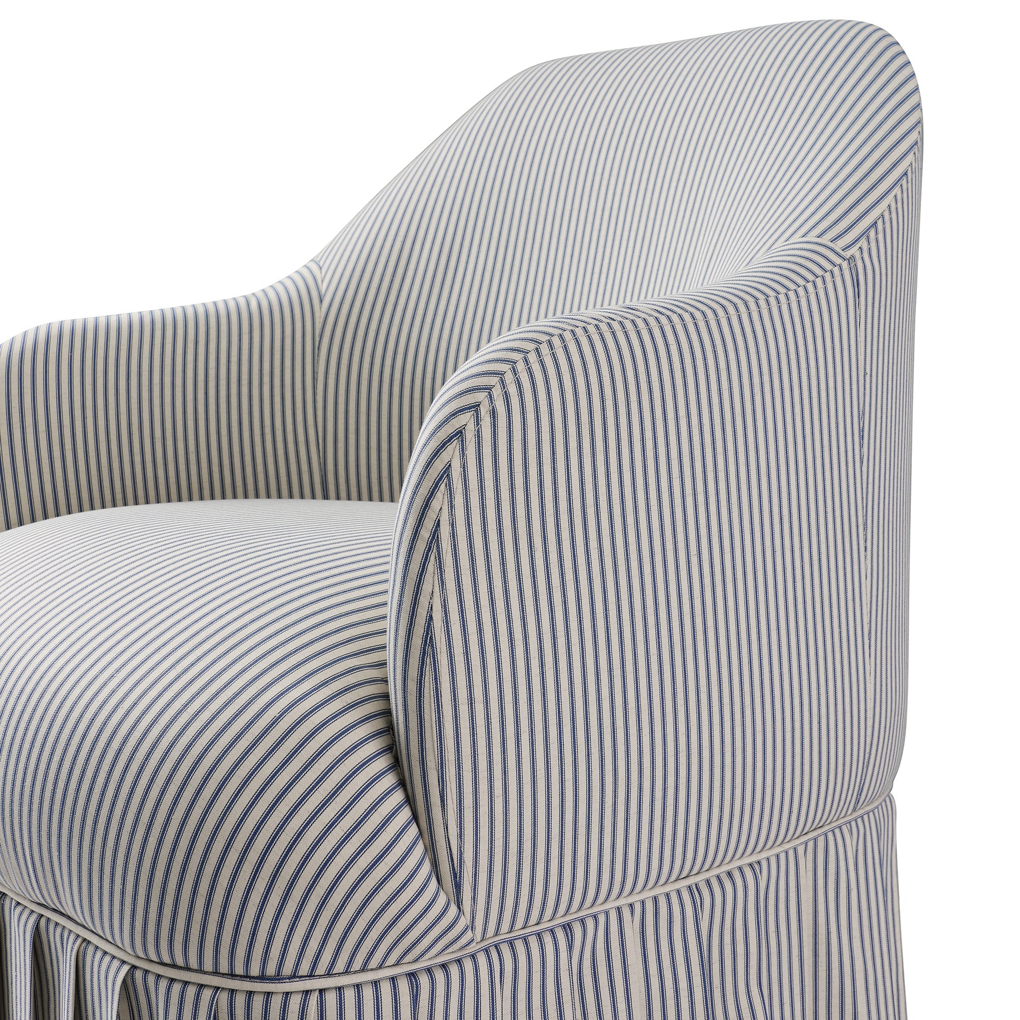 Calliope Skirted Armchair, Blue Striped