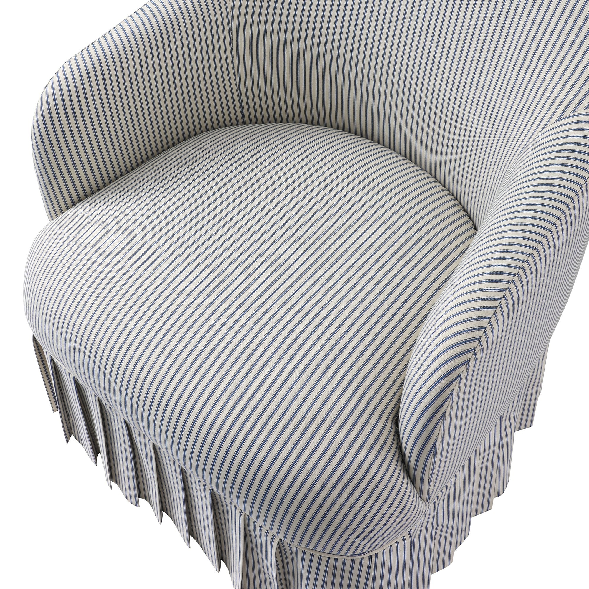 Calliope Skirted Armchair, Blue Striped