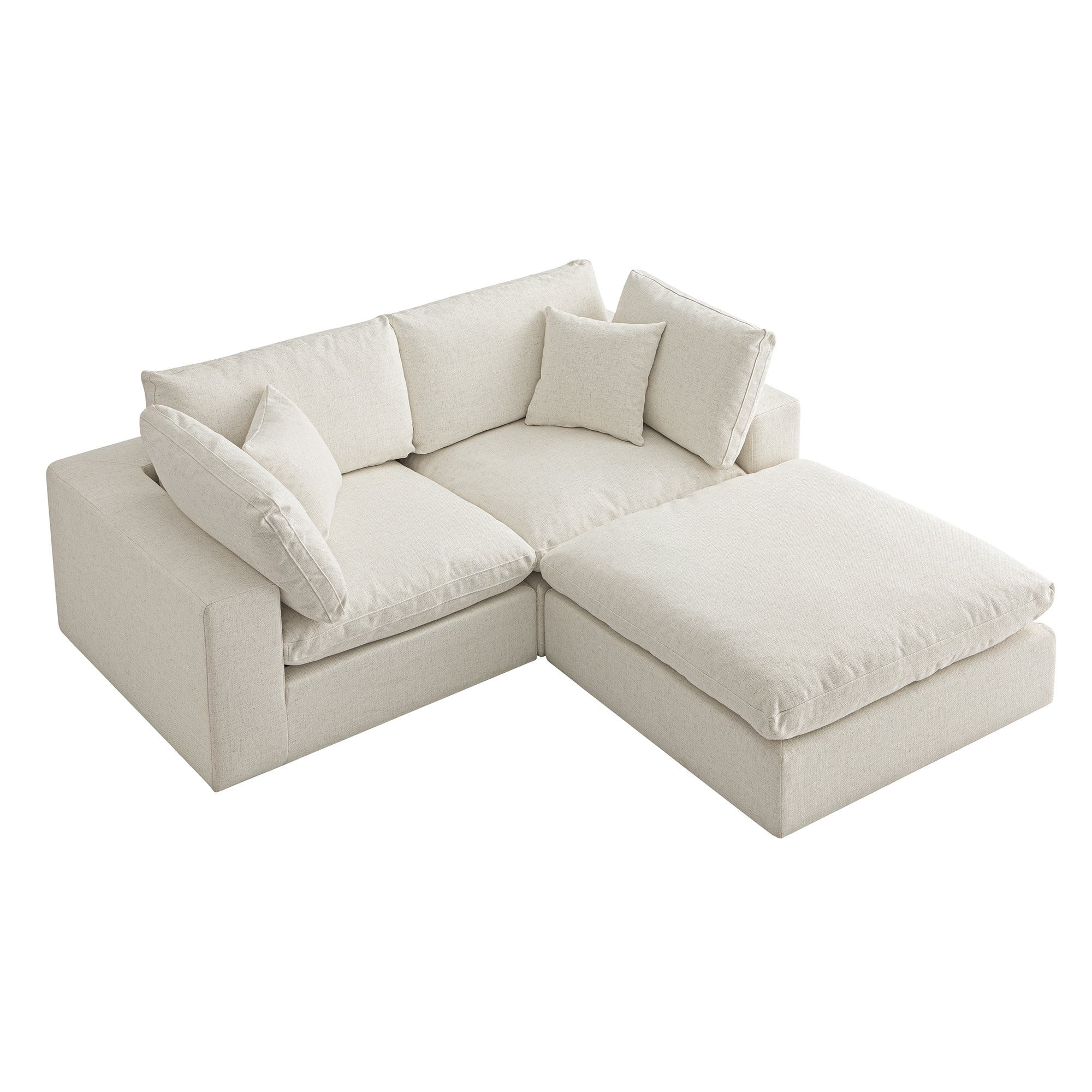 Lutyens Beige Linen Blend Sectional Sofa, 2-Piece Chaise