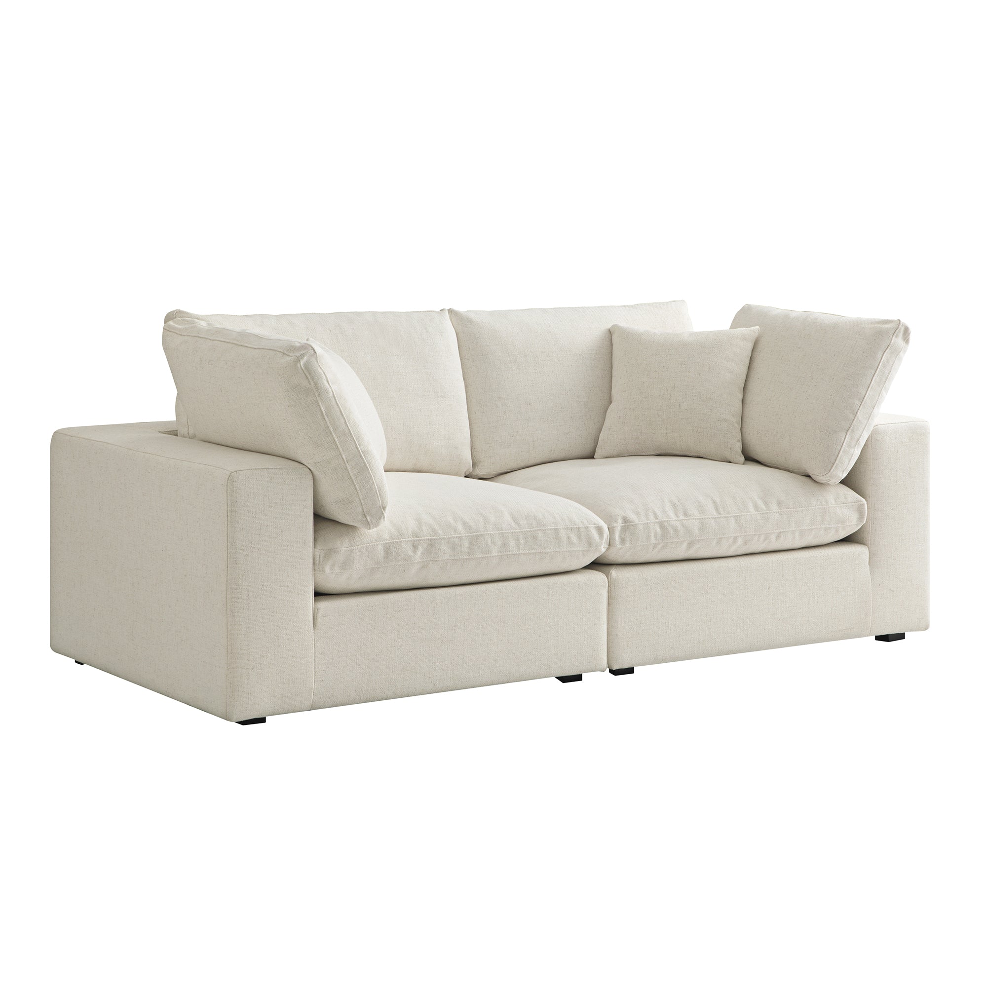 Lutyens Beige Linen Blend Sectional Sofa, 2-Piece