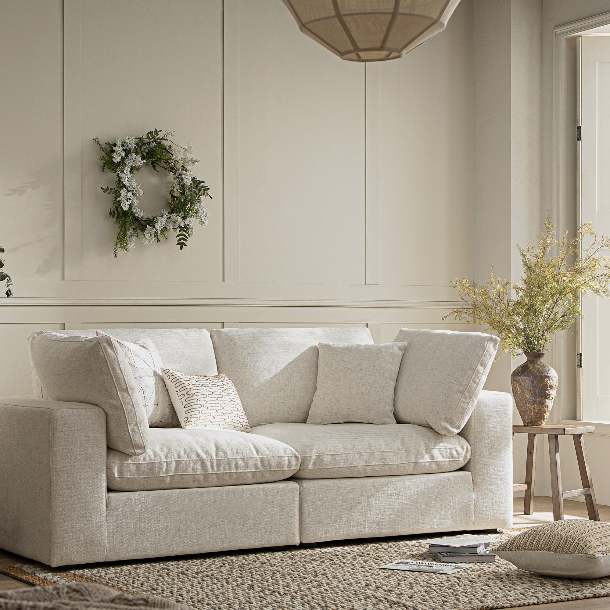 Lutyens Beige Linen Blend Sectional Sofa, 2-Piece