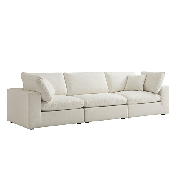 Lutyens Beige Linen Blend Sectional Sofa, 3-Piece