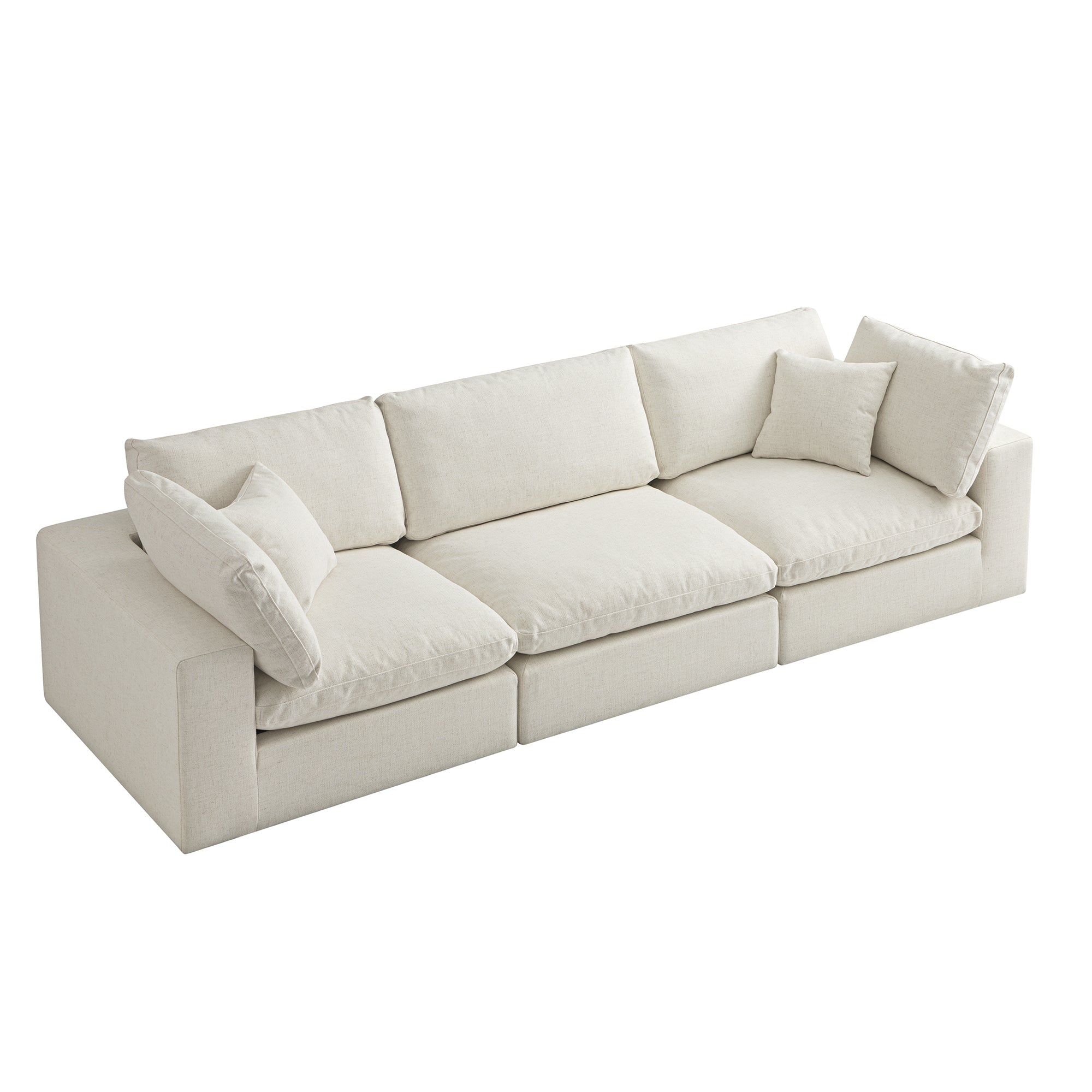 Lutyens Beige Linen Blend Sectional Sofa, 3-Piece