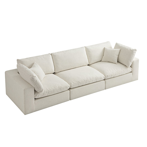 Lutyens Beige Linen Blend Sectional Sofa, 3-Piece