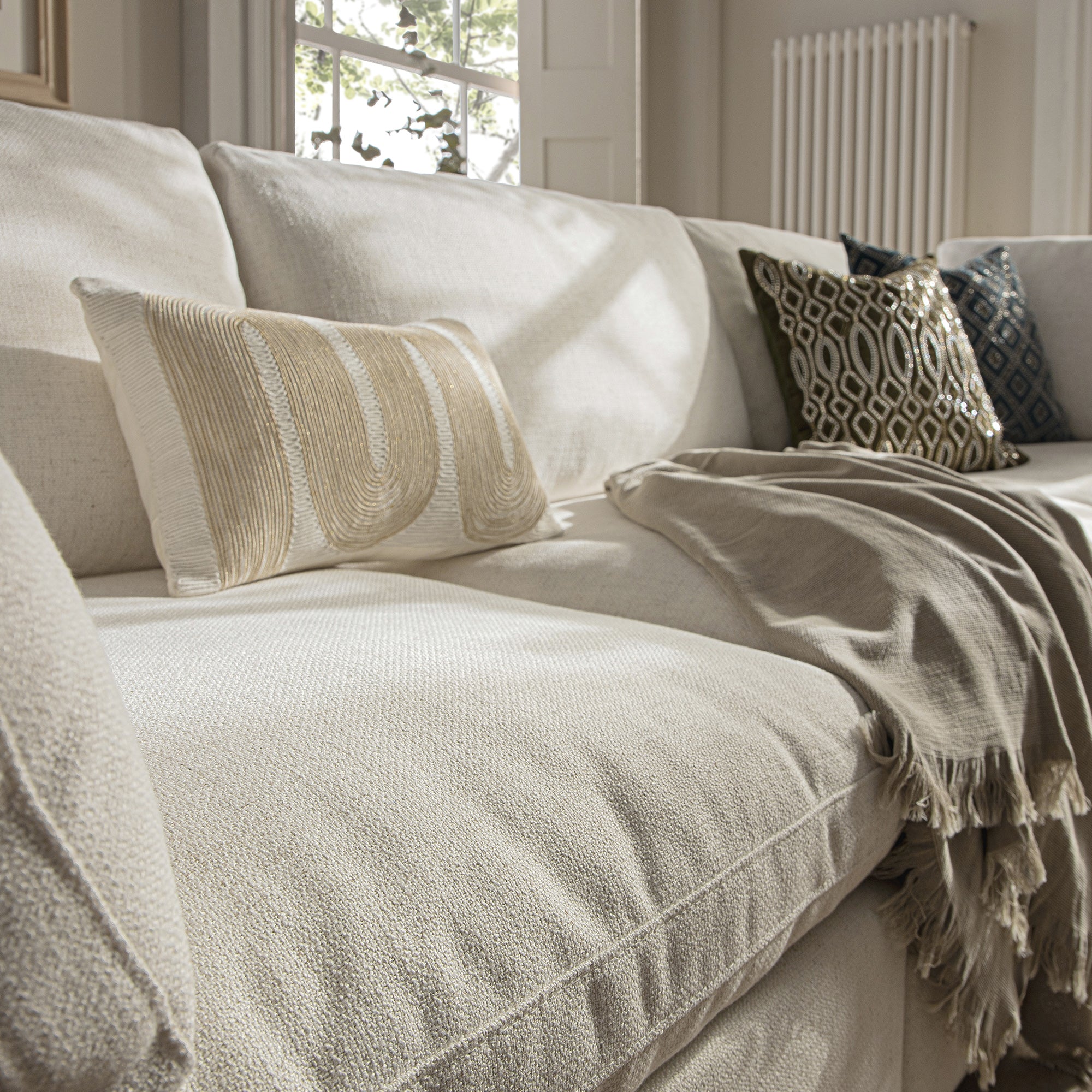 Lutyens Beige Linen Blend Sectional Sofa, 3-Piece