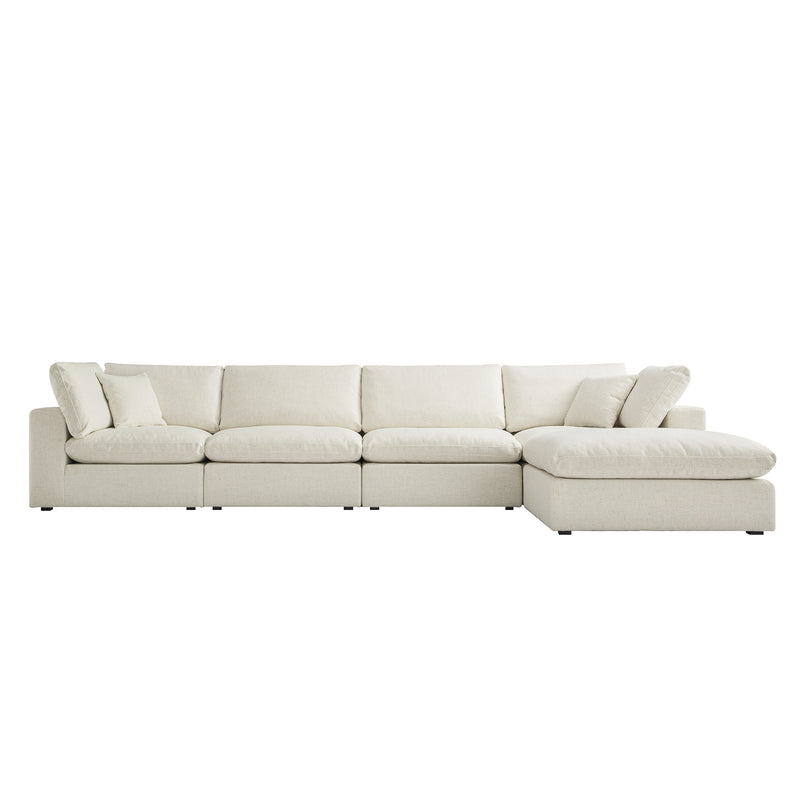 Lutyens Beige Linen Blend Sectional Sofa, 4-Piece Chaise
