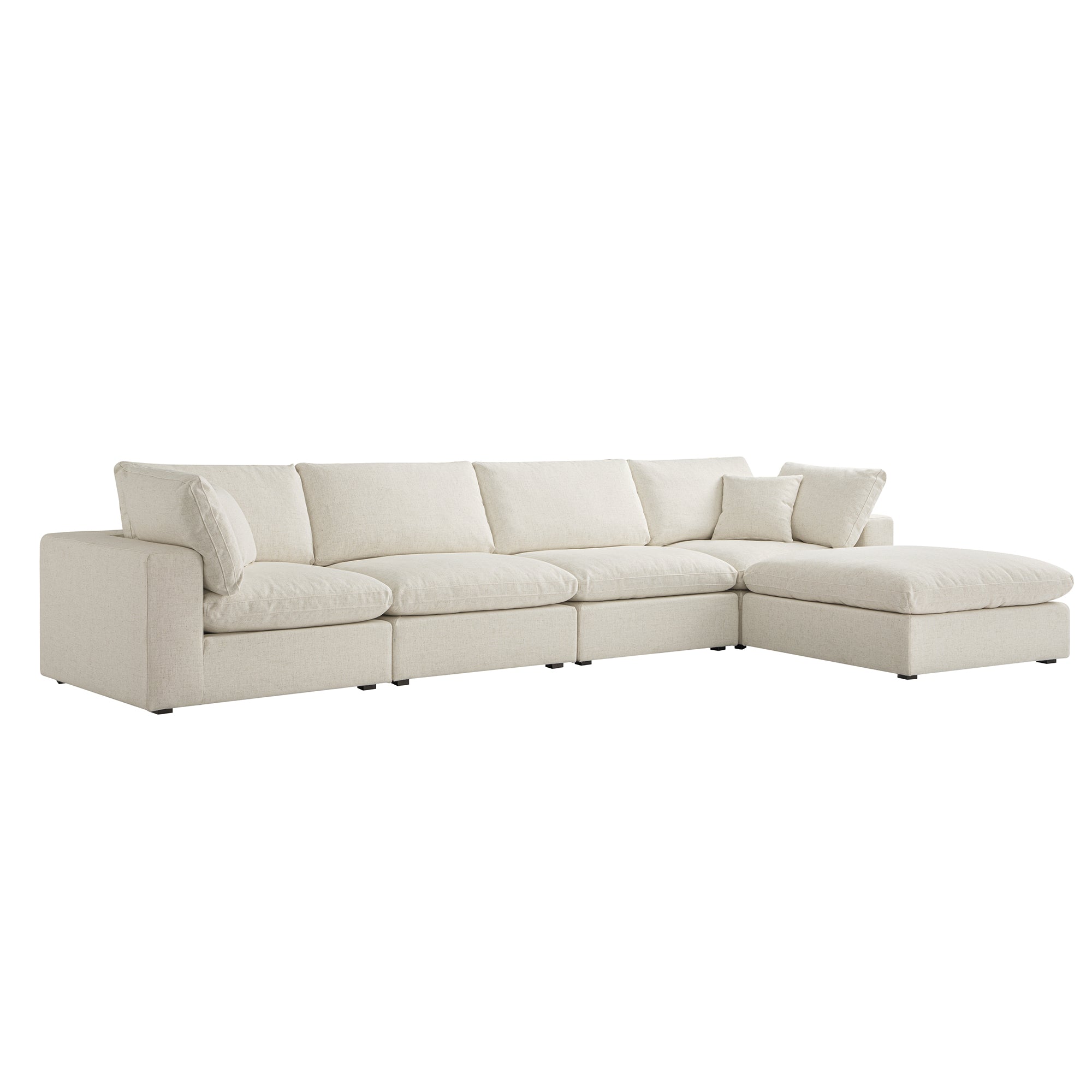 Lutyens Beige Linen Blend Sectional Sofa, 4-Piece Chaise