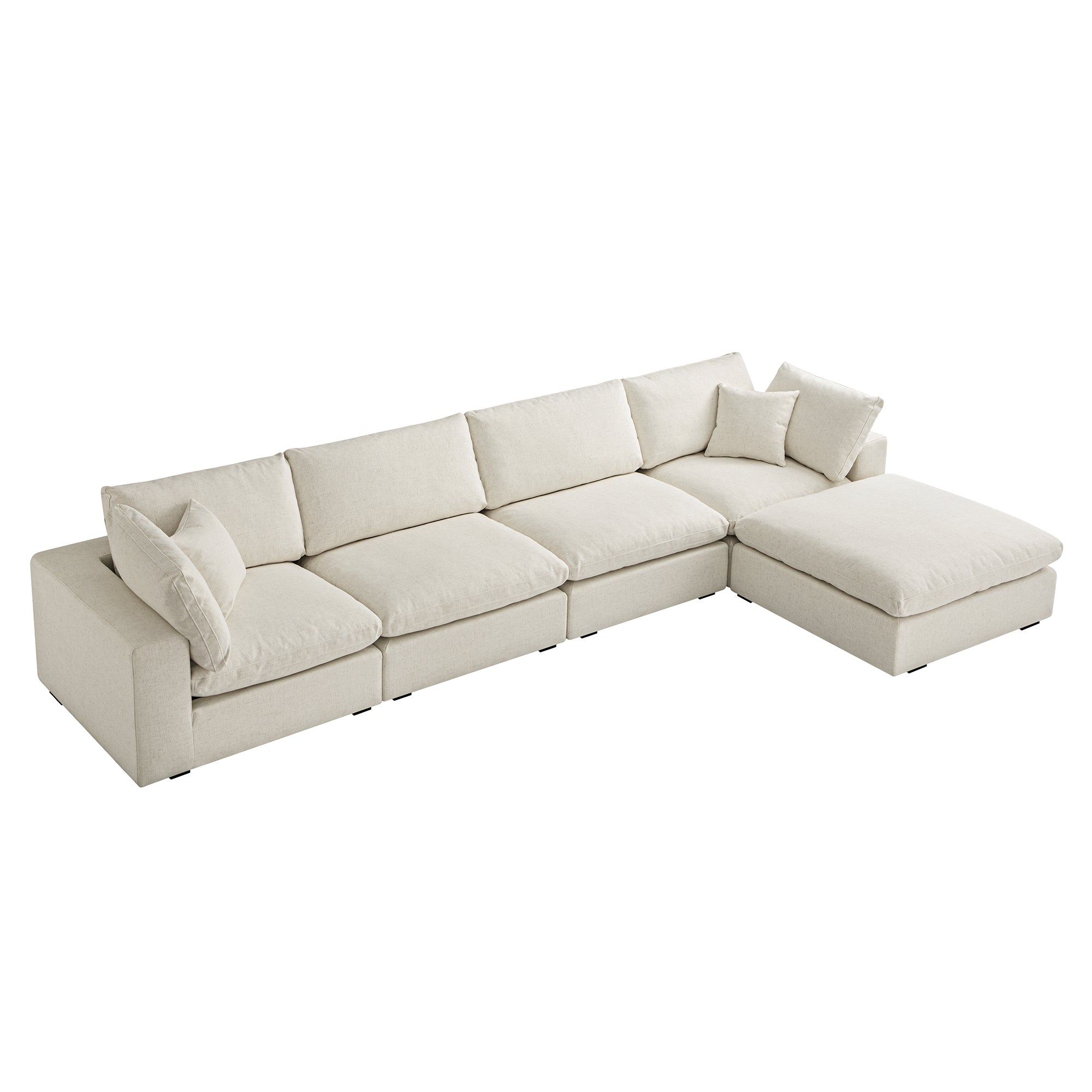 Lutyens Beige Linen Blend Sectional Sofa, 4-Piece Chaise