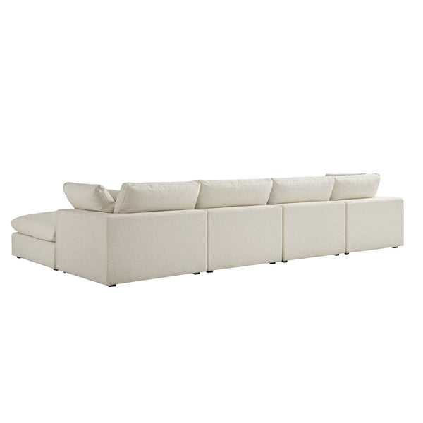 Lutyens Beige Linen Blend Sectional Sofa, 4-Piece Chaise