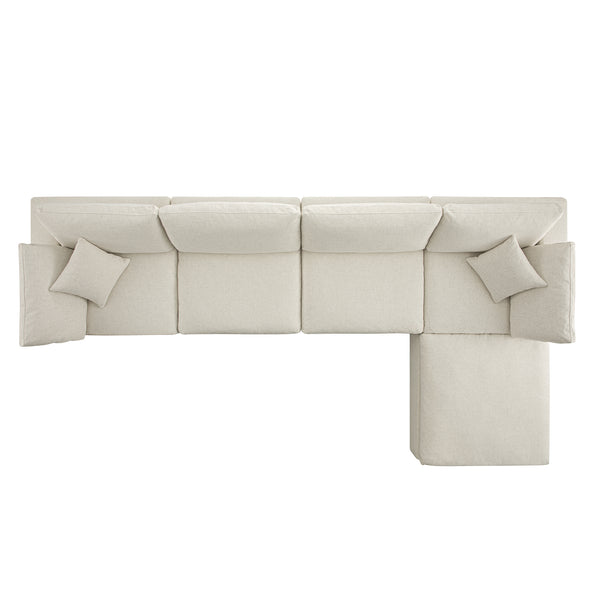 Lutyens Beige Linen Blend Sectional Sofa, 4-Piece Chaise